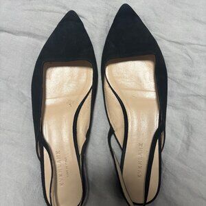 Everlane The Editor slingback suede flats - black